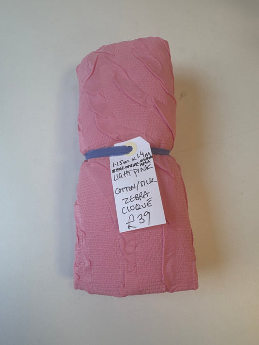 Light Pink Cotton/Silk Zebra Cloque Remnant