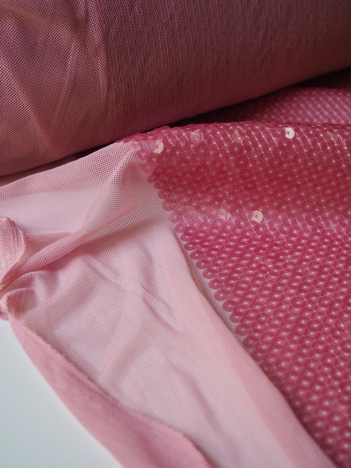 Light Pink Translucent Sequin Stretch Mesh