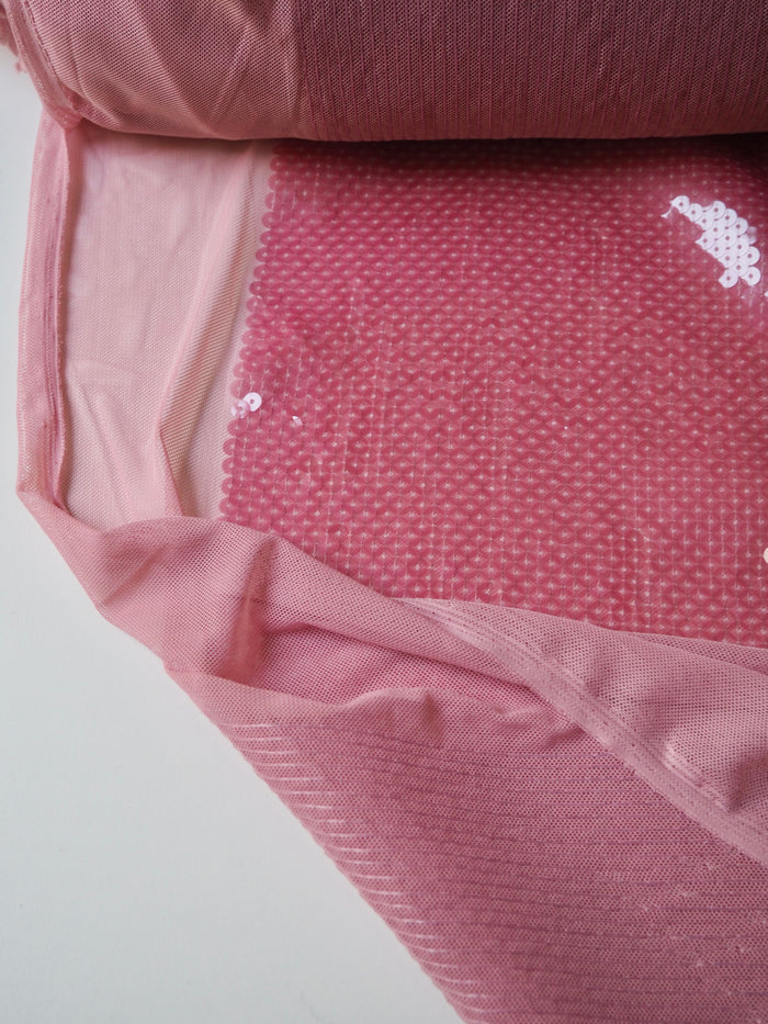 Light Pink Translucent Sequin Stretch Mesh