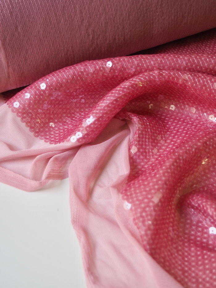 Light Pink Translucent Sequin Stretch Mesh