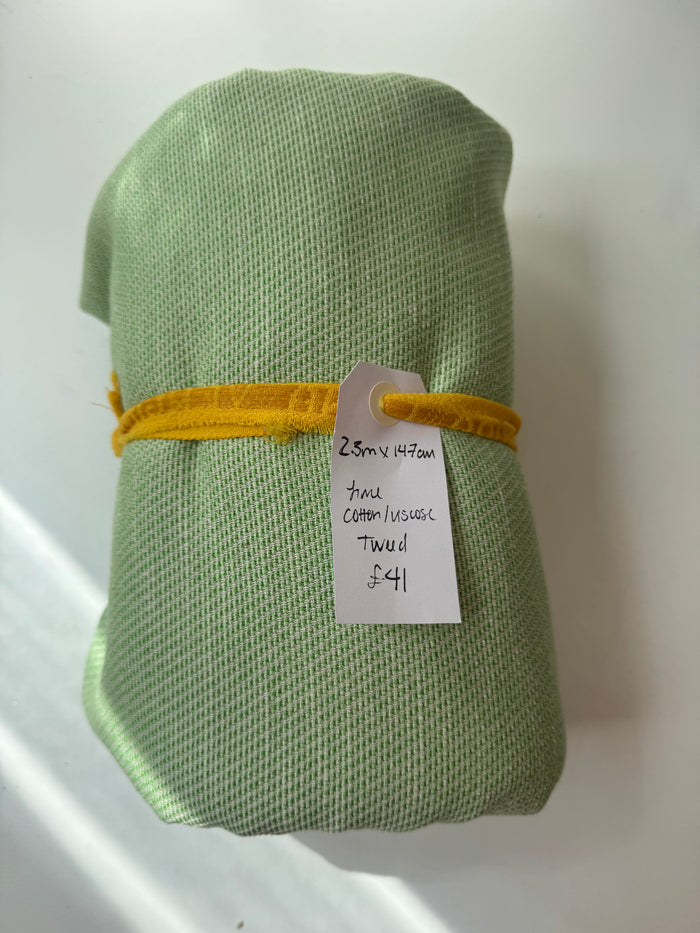 Lime Cotton Viscose Tweed Remnant