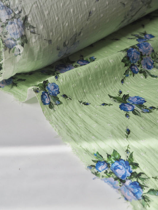 Lime + Floral Swiss Dot Cotton