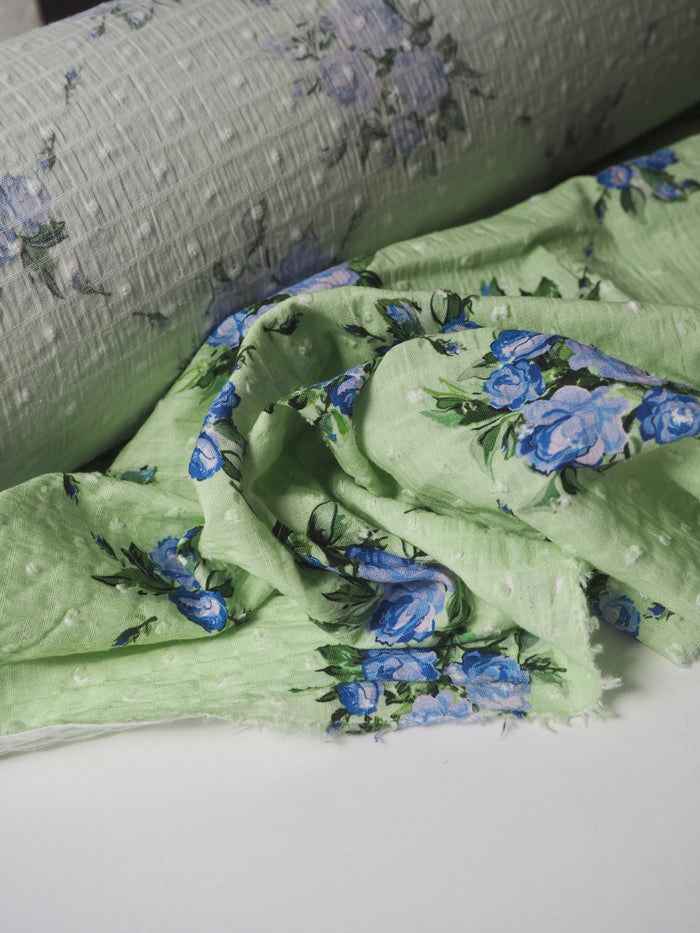 Lime + Floral Swiss Dot Cotton