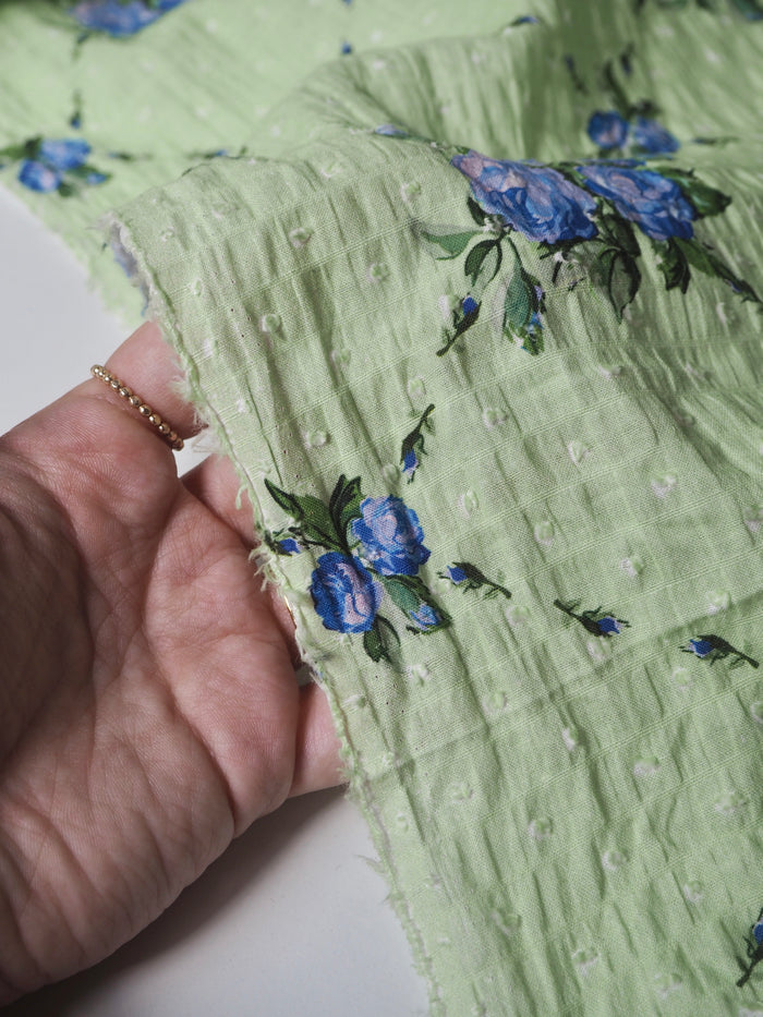 Lime + Floral Swiss Dot Cotton