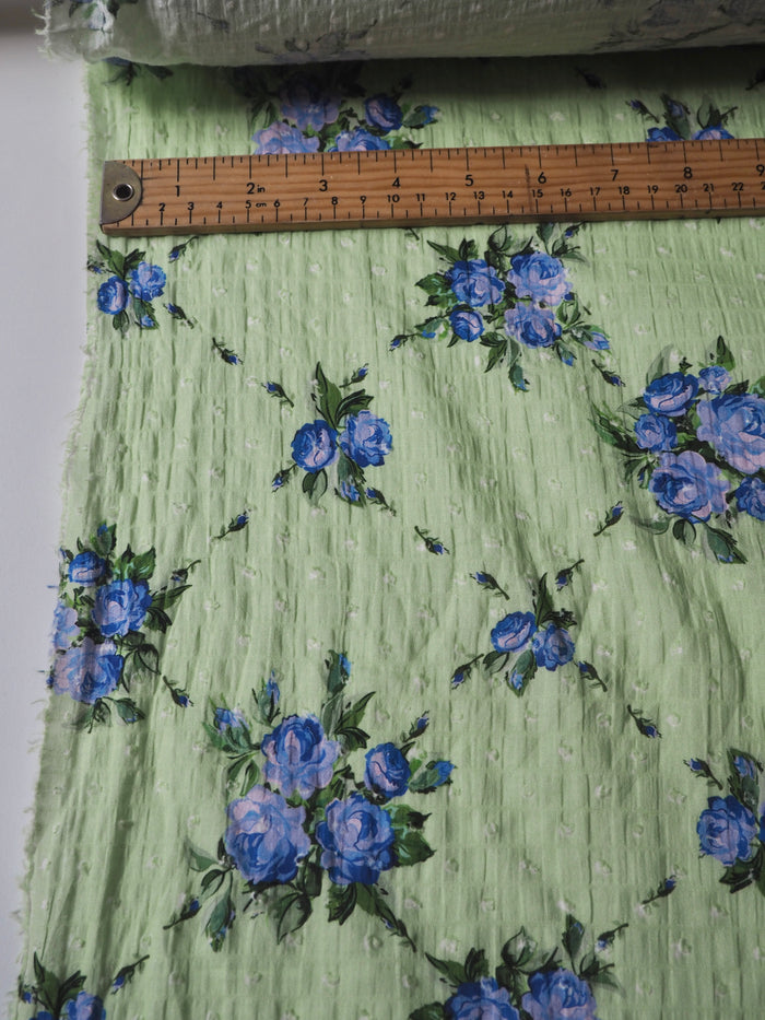 Lime + Floral Swiss Dot Cotton