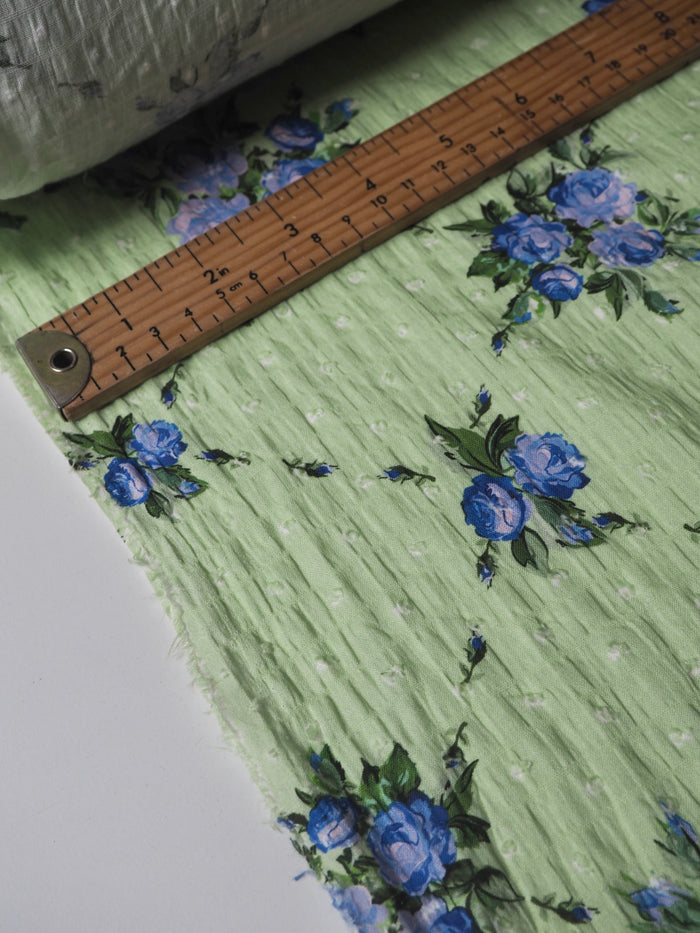 Lime + Floral Swiss Dot Cotton