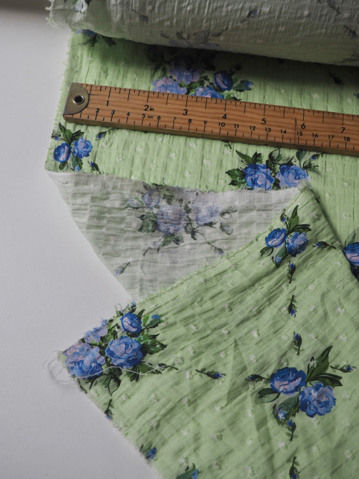 Lime + Floral Swiss Dot Cotton
