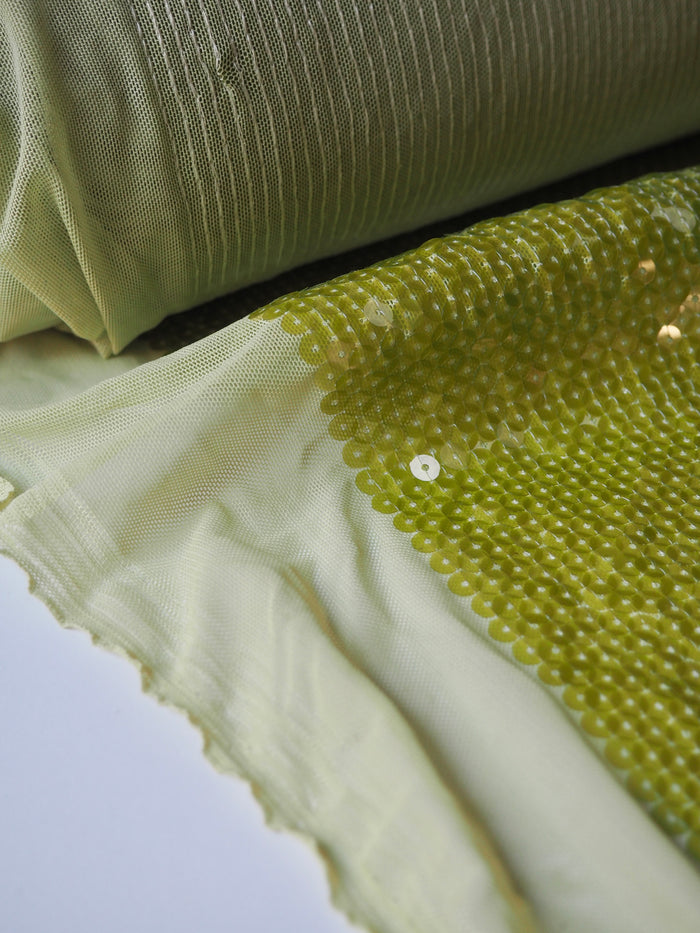 Lime Translucent Sequin Stretch Mesh