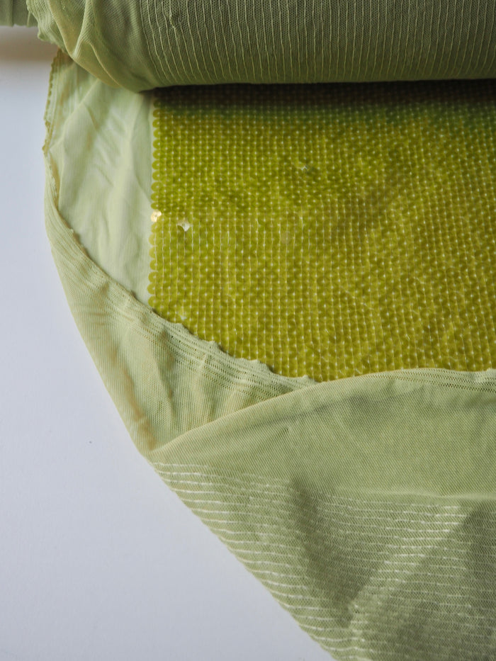 Lime Translucent Sequin Stretch Mesh