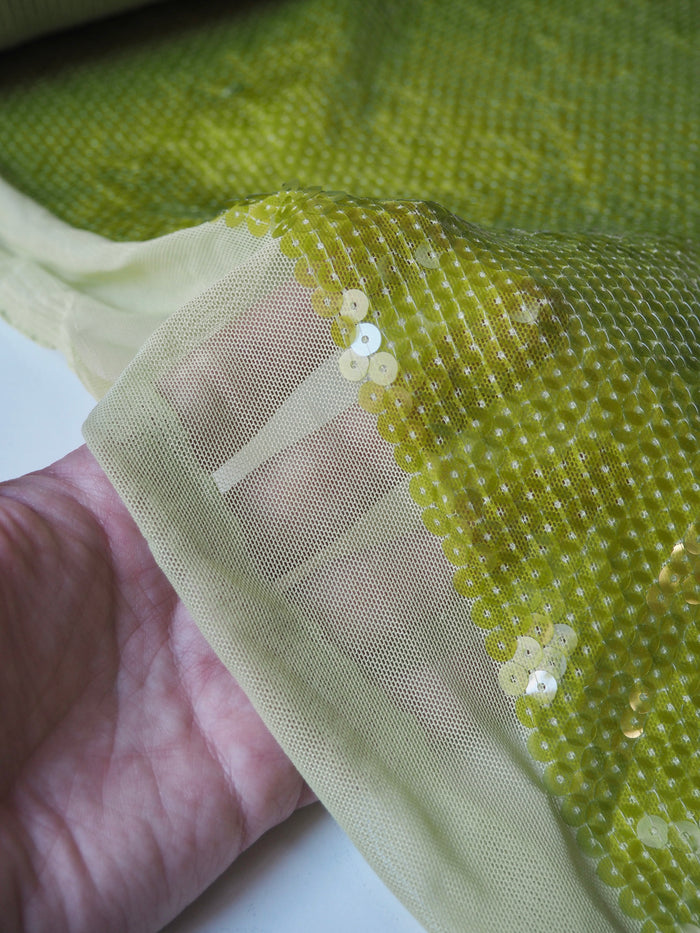 Lime Translucent Sequin Stretch Mesh