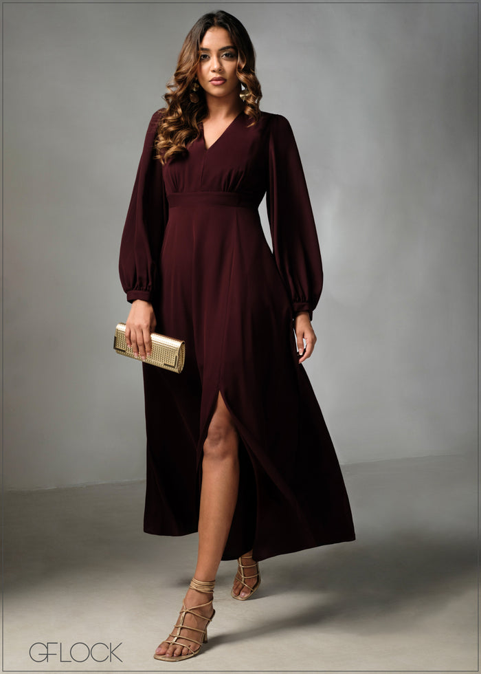 Long Sleeve Bustier Detail Maxi Dress - 270625