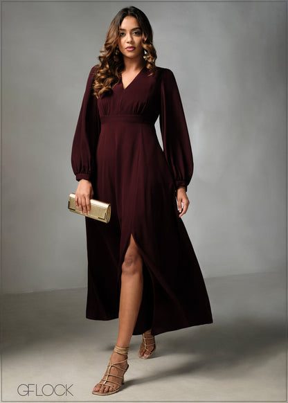 Long Sleeve Bustier Detail Maxi Dress - 270625