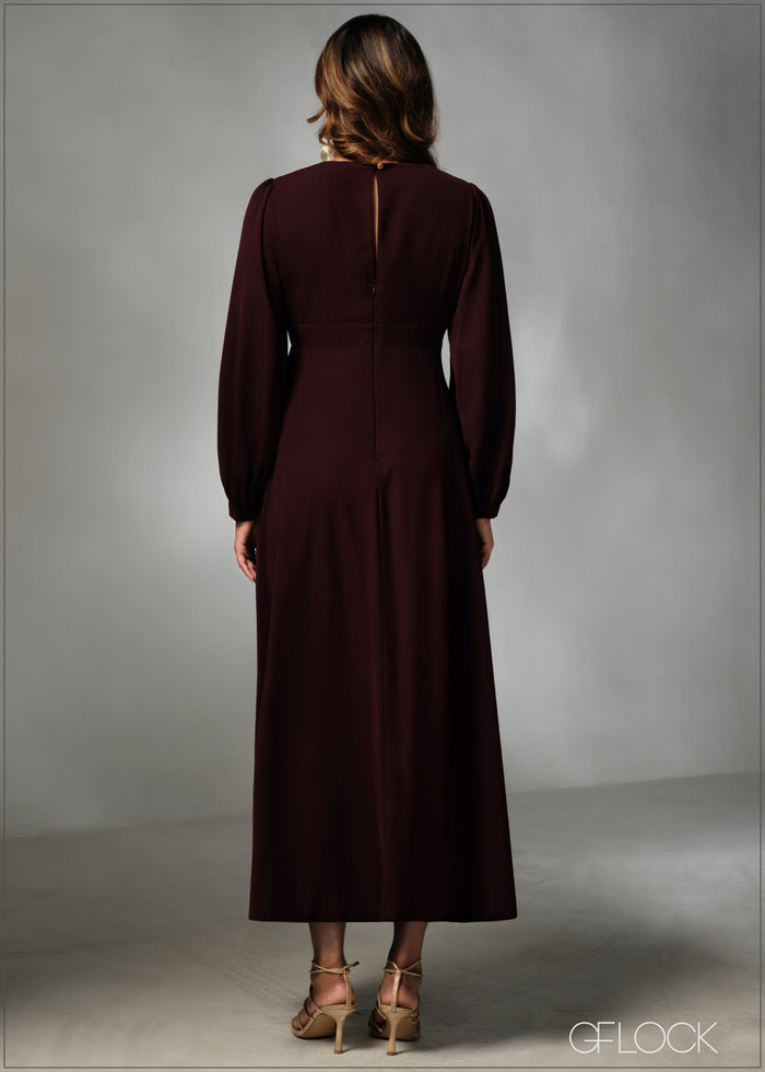Long Sleeve Bustier Detail Maxi Dress - 270625