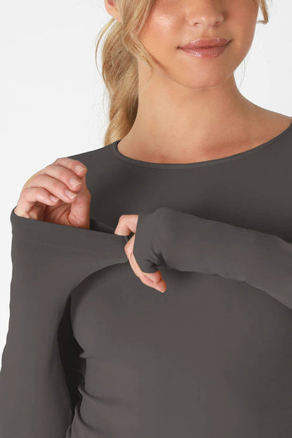 Long Sleeve Crew Neck Top ~ Black Pearl
