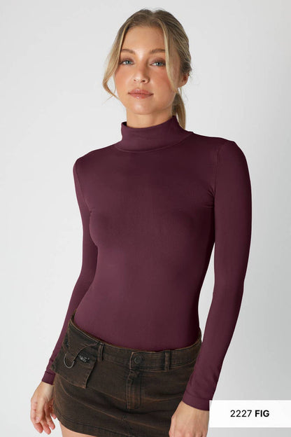 Long Sleeve Mock Neck Top ~ stellar blue