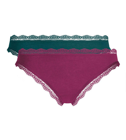 Lot de 2 culottes rose émeraude Daily Coton Dentelle