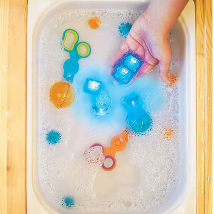 Lot de 4 cubes sensoriels lumineux pour le bain Glo Pals - Cookie monster - Lilinappy
