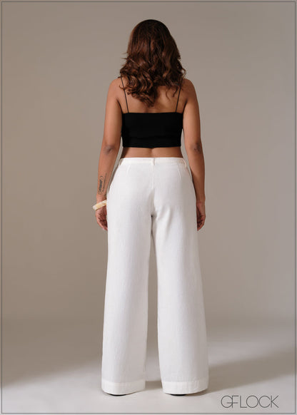 Low Waist Linen Pant - Long Length - 111225