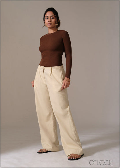 Low Waist Linen Pant - Short Length - 111225