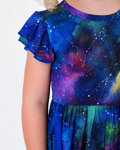 Luminara Galaxy Short Sleeve Big Kid Twirl Dress - Jammie Session