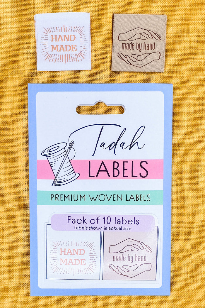 Made By Hand Neutrals ~ 10 pack ~ Premium Woven Labels