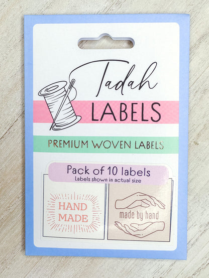 Made By Hand Neutrals ~ 10 pack ~ Premium Woven Labels
