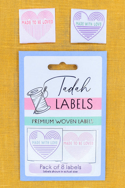 Made With Love ~ 8 pack ~ Premium Woven Labels