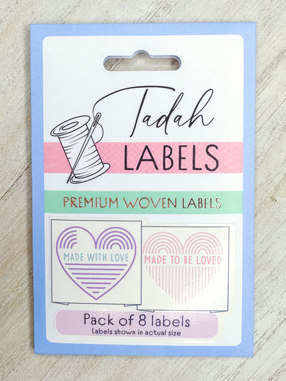 Made With Love ~ 8 pack ~ Premium Woven Labels