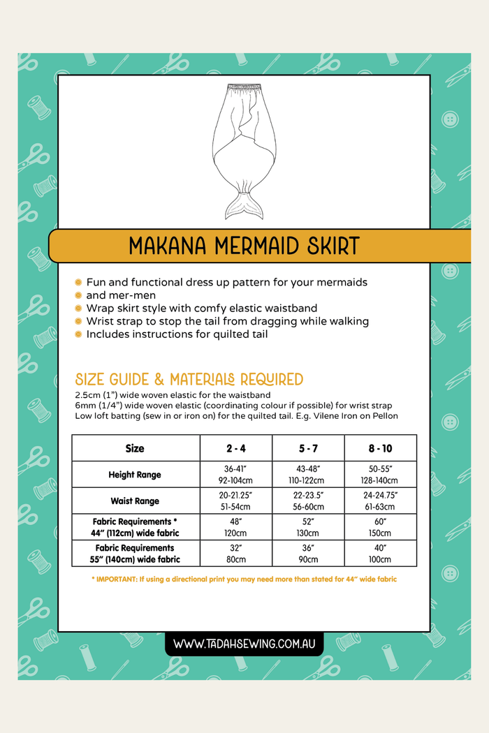 Makana Mermaid Tail Sewing Pattern