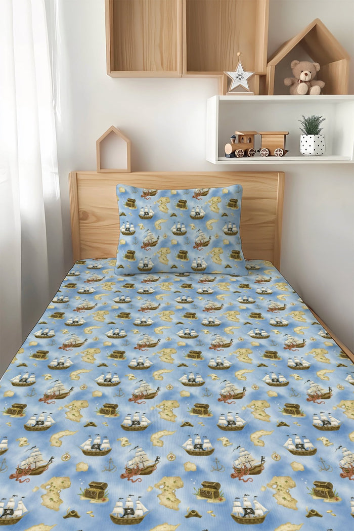 Maps and Mateys (Pirate) Twin Fitted Sheet and Pillowcase Set - Jammie Session