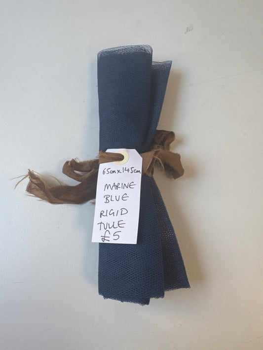 Marine Blue Rigid Tulle Remnant