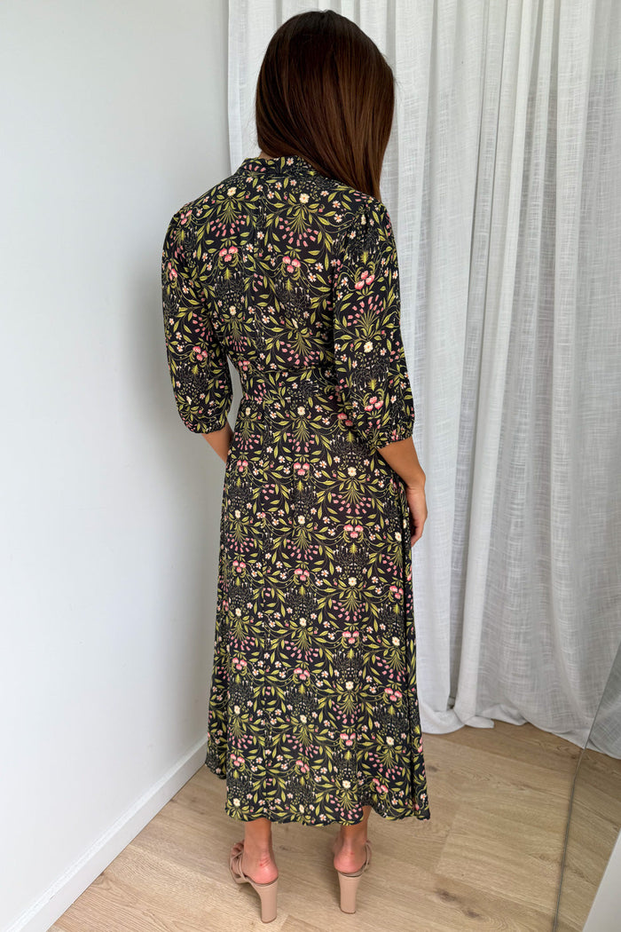 Marisa Maxi Dress - Black Floral
