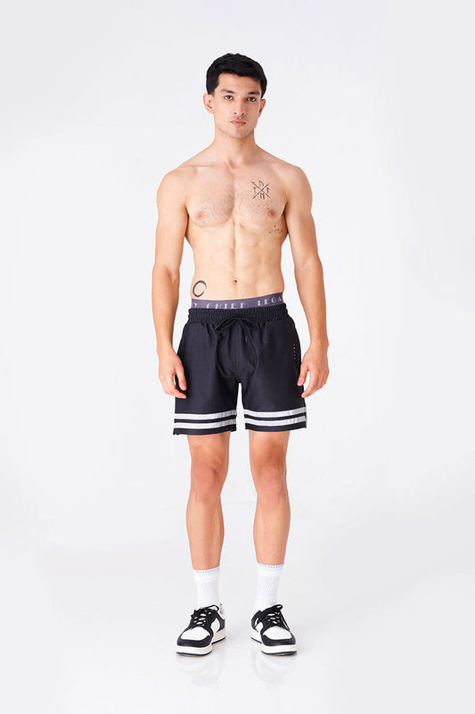 Men's Black Striped Gym Shorts