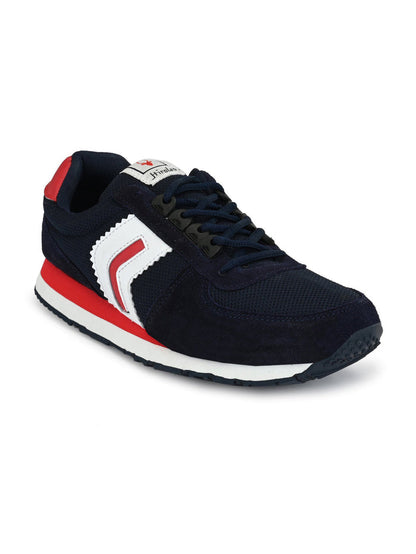 Men's Blue/Red Multisports Suede Leather Lace Up Sneaker Sport Shoes (HRL1967BLR)