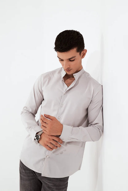 Men's Button-Up Shirt Light Grey