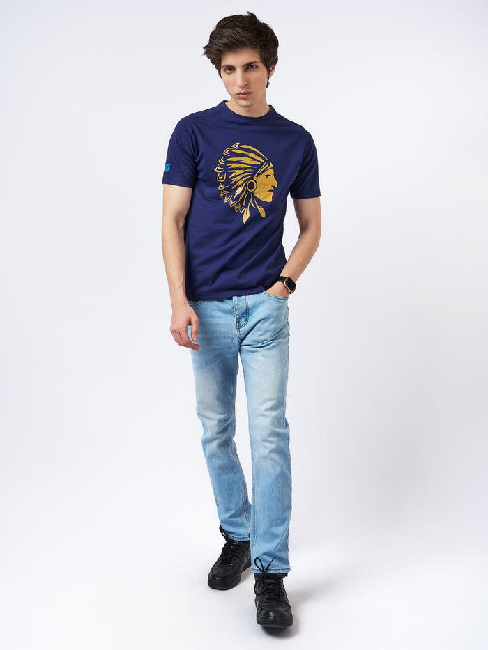 Men's Embossed Graphic T-Shirt Blue