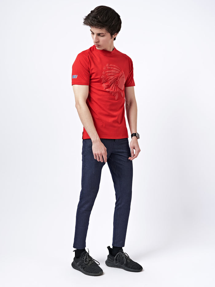 Men's Embossed Graphic T-Shirt Red