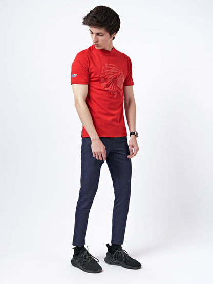 Men's Embossed Graphic T-Shirt Red