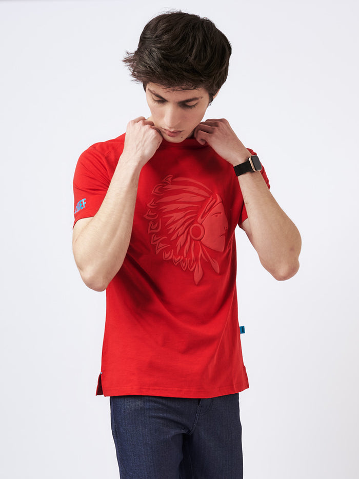 Men's Embossed Graphic T-Shirt Red