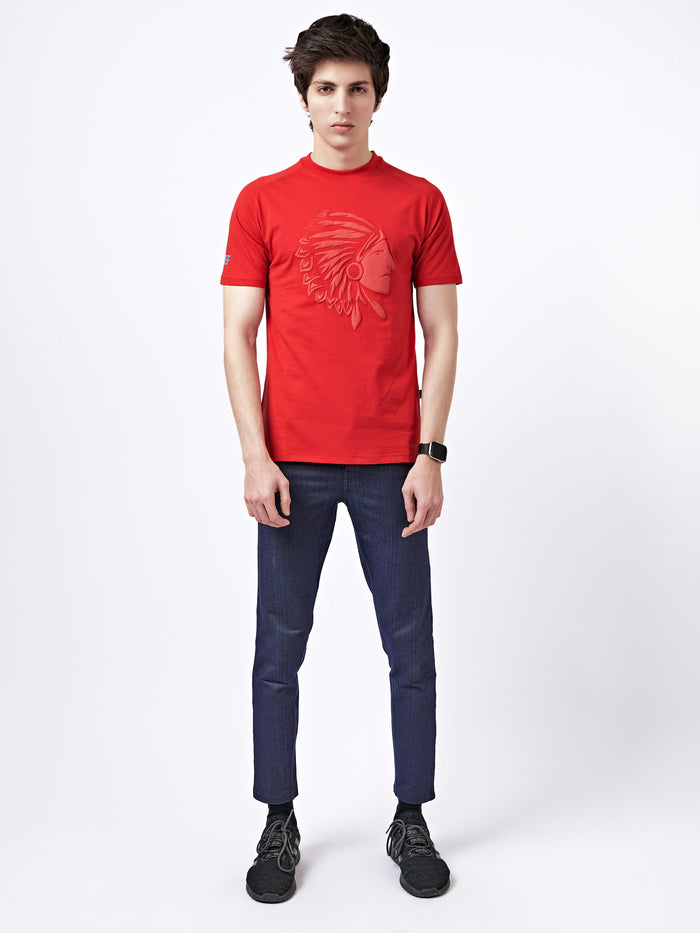 Men's Embossed Graphic T-Shirt Red