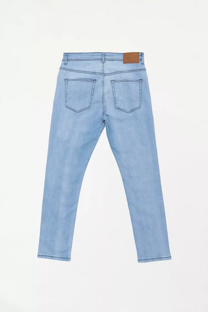Men's Faded Tapered Fit Sky Blue Jeans