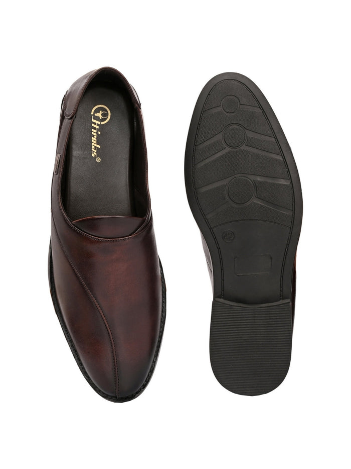 Men's Peshawari Shoe Style Vegan Leather Roman Ethnic Sandal | Premium Party Wear - Brown