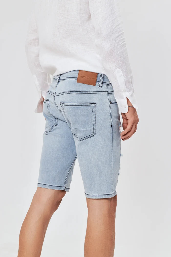 Men's Ripped Denim Shorts Sky Blue