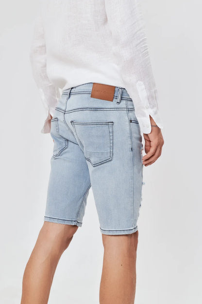 Men's Ripped Denim Shorts Sky Blue