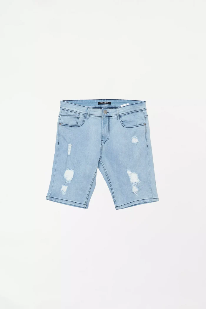 Men's Ripped Denim Shorts Sky Blue