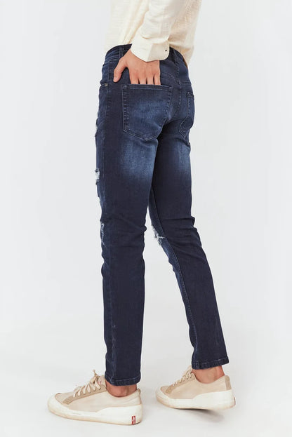 Men's Ripped Tapered Fit Blue Jeans