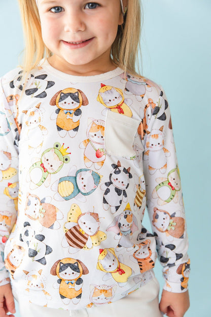 Meowster of Disguise Kids' Long Sleeve T-shirt - Jammie Session