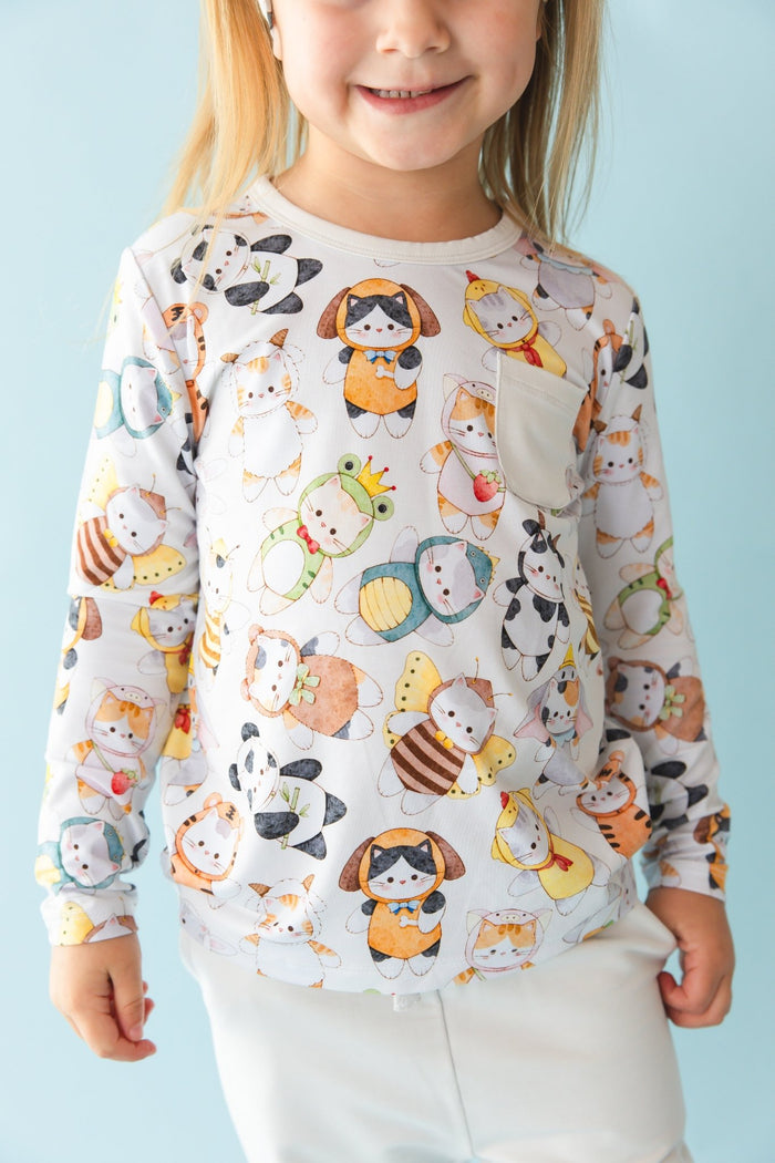 Meowster of Disguise Kids' Long Sleeve T-shirt - Jammie Session