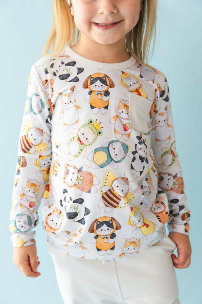 Meowster of Disguise Kids' Long Sleeve T-shirt - Jammie Session