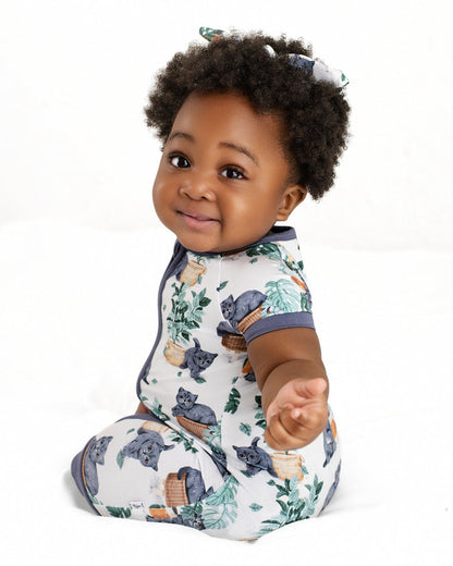 Meowstera Short Sleeve Romper